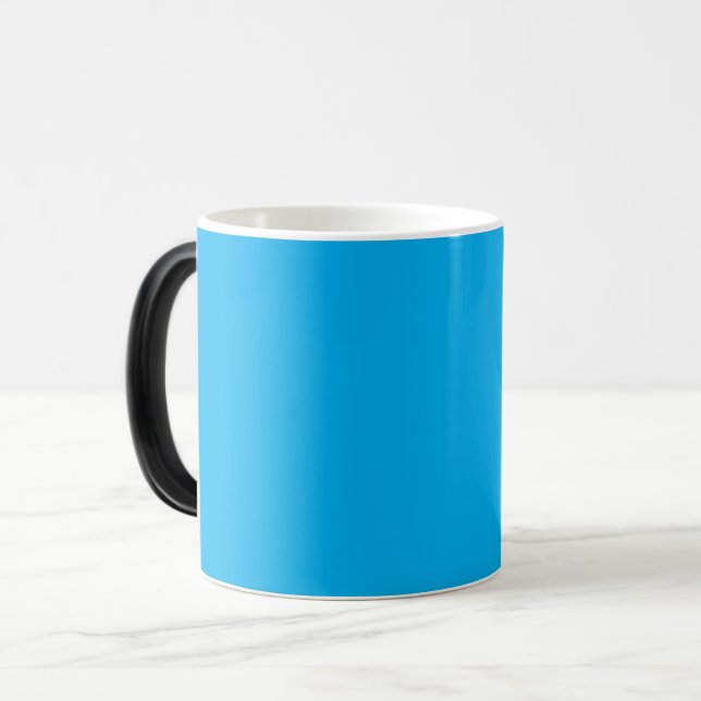 A plain bright blue background magic mug (Front Left)