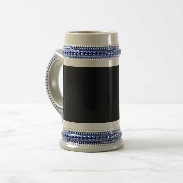 A plain dark black textured surface fills the fram beer stein (Front Left)