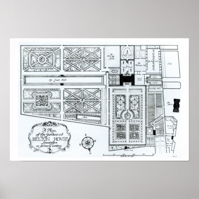A Plan of the Gardens at Belton House, Lincolnshir Poster (Front)
