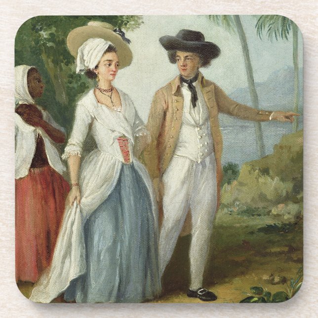 A Planter and his Wife, Attended by a Servant, c.1 Coaster (Front)