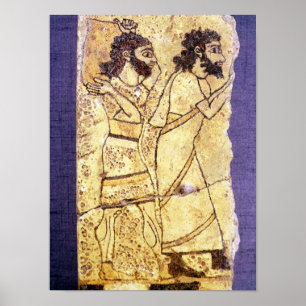 A plaque depicting two men walking poster