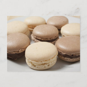 A plate of Chocolate and Vanilla Macarons, the Postcard
