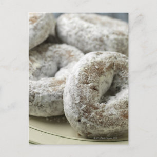 A plate of sugar doughnuts postcard