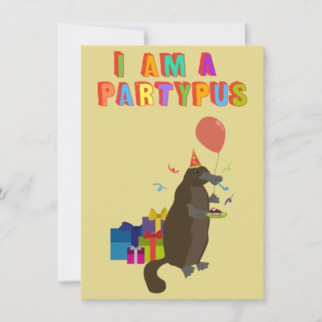 A platypus who love to party invitation (Front)