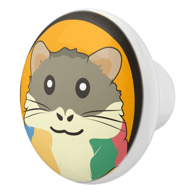 A playful and funny hamster ceramic knob (Right)
