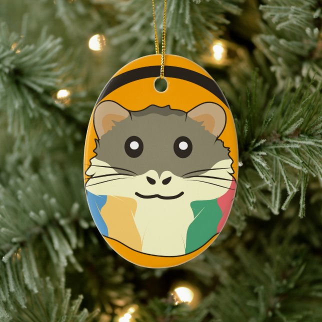 A playful and funny hamster ceramic ornament (Tree)
