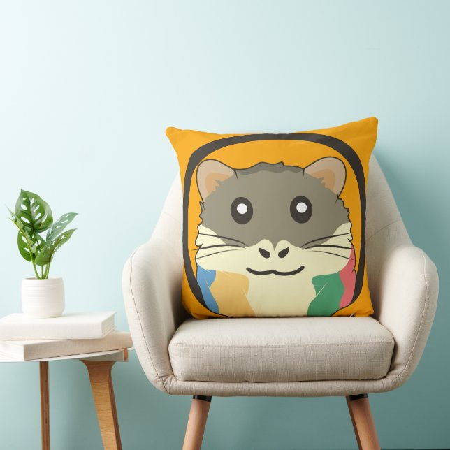 A playful and funny hamster throw pillow (Chair)