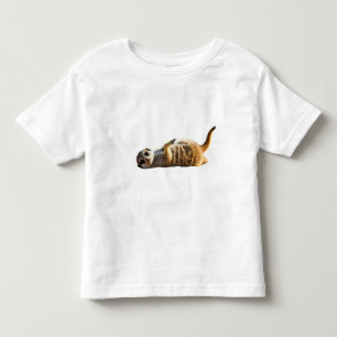 a playful baby meerkat rolling toddler t-shirt