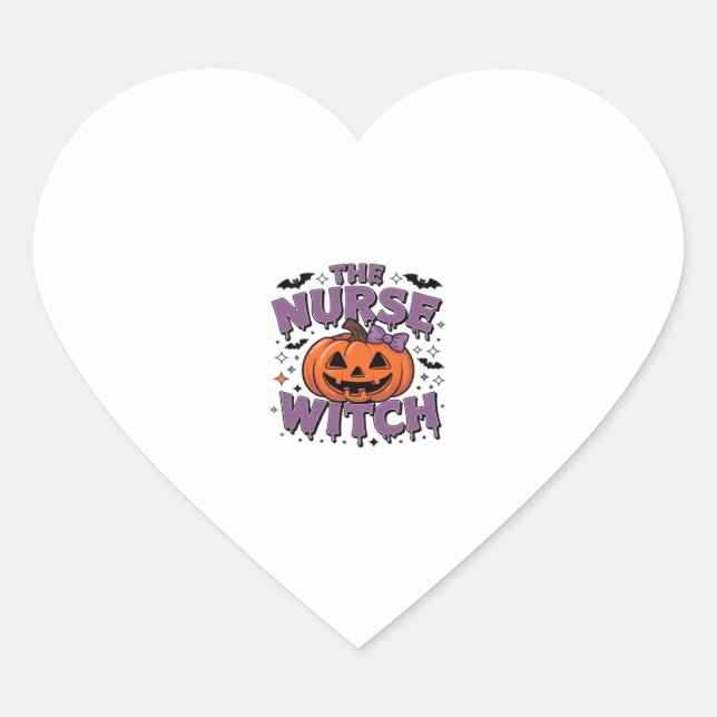 A playful design featuring a pumpkin witch with a  heart sticker (Front)