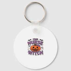 A playful design featuring a pumpkin witch with a  keychain