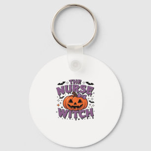 A playful design featuring a pumpkin witch with a  keychain