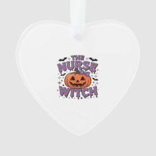 A playful design featuring a pumpkin witch with a  ornament