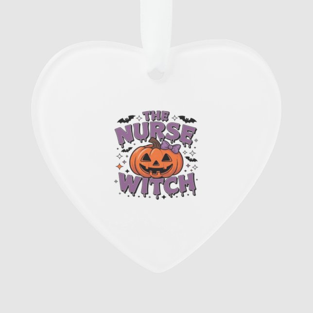 A playful design featuring a pumpkin witch with a  ornament (Front)
