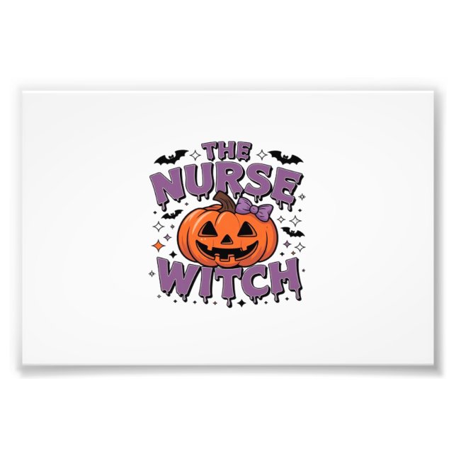 A playful design featuring a pumpkin witch with a  photo print (Front)