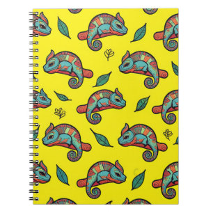 A Playful Notebook with Quirky Chameleon Pattern