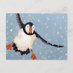 "A Playful Puffin" Horizontal Postcard