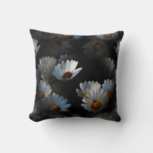 A Plethora Of Floating Daisies Isolated On Black Throw Pillow