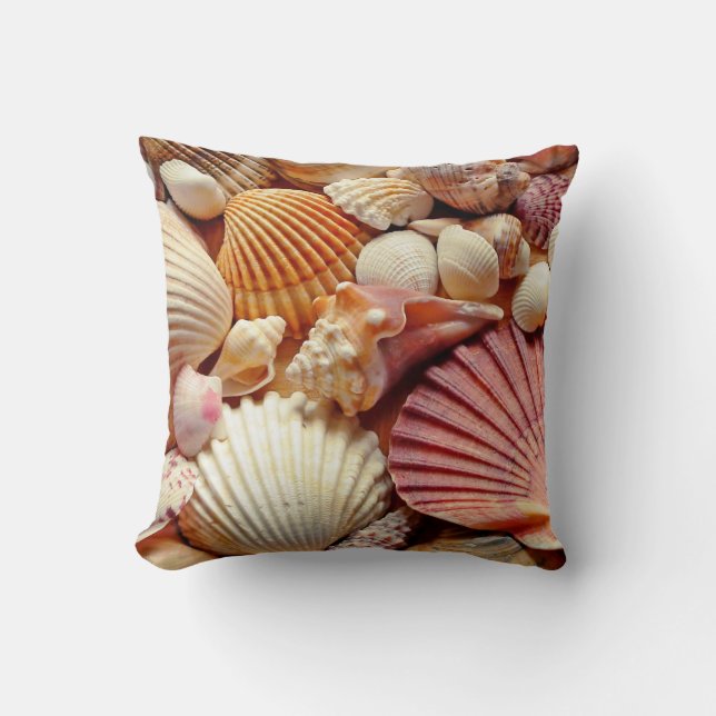 A Plethora of Pastel Seashells Throw Pillow (Front)