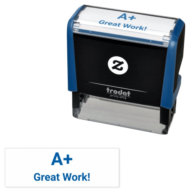 A Plus A+ Great Work Custom Text Teacher Grade Self-inking Stamp (In Situ)
