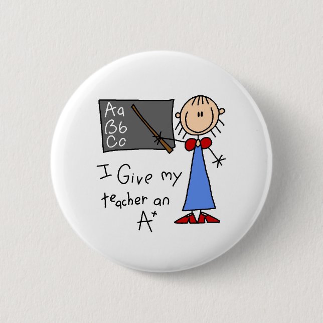 A Plus Teacher 2 Inch Round Button (Front)