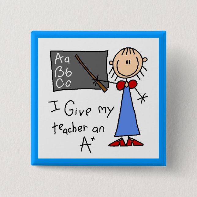 A Plus Teacher 2 Inch Square Button (Front)