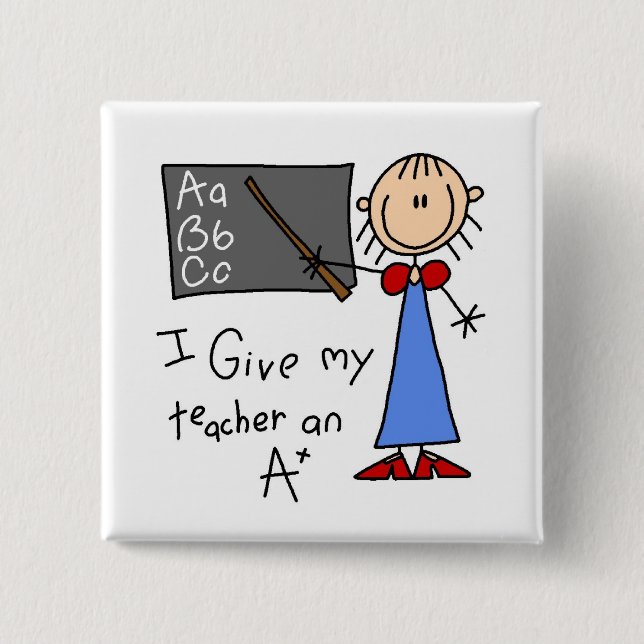 A Plus Teacher 2 Inch Square Button (Front)