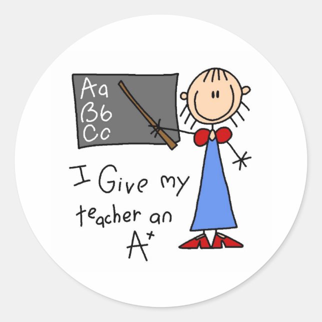 A Plus Teacher Classic Round Sticker (Front)
