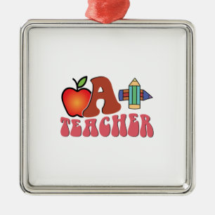 A Plus Teacher Metal Ornament