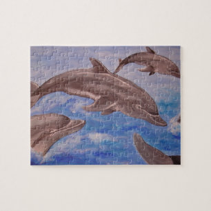 A Pod of Playful Jumping Dolphins Jigsaw Puzzle