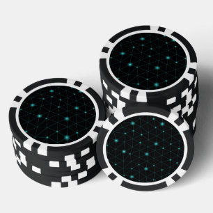A poker chip with a sleek design features a black