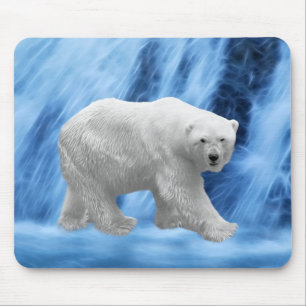 A polar Bear at the frozen waterfall Mouse Pad