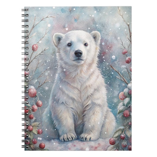 A Polar Bear Cub in Winter Notebook (Front)