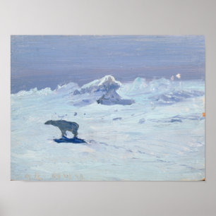 A Polar Bear Hunting in Moonlit Night, 1899 Poster