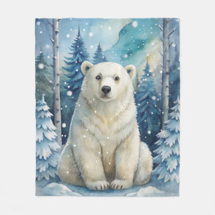 A Polar Bear in Winter Fleece Blanket