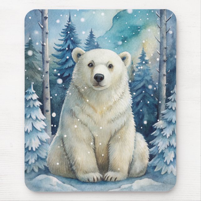 A Polar Bear in Winter Mouse Pad (Front)
