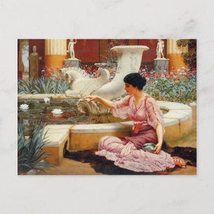 A Pompeian Garden - Godward Postcard