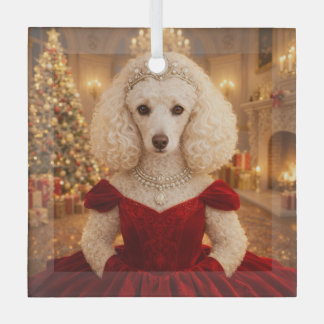 A Poodle Christmas Holiday  Glass Ornament