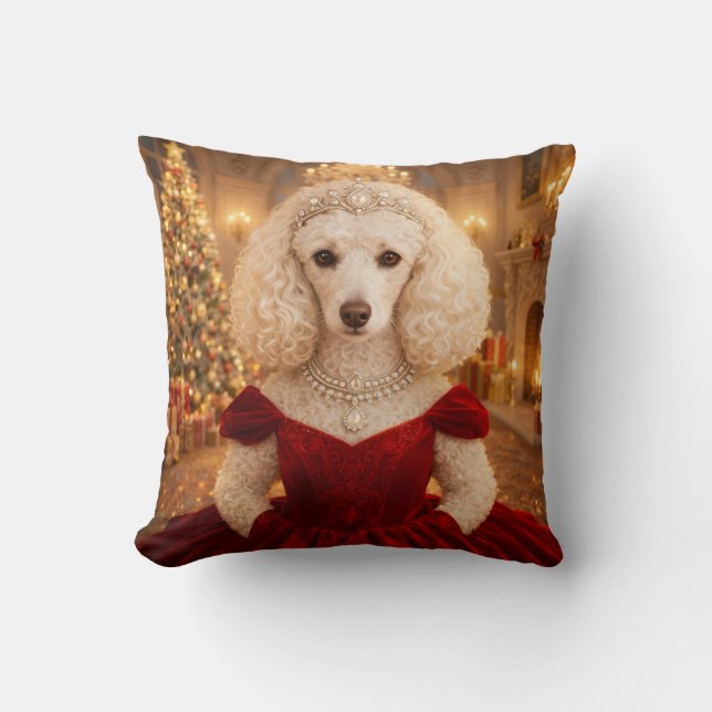 A Poodle Christmas Holiday  Throw Pillow (Front)