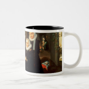 A Portrait of a Family saying Grace Before a Meal Two-Tone Coffee Mug
