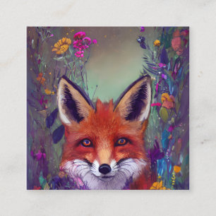 A Portrait of a Fox with Flowers Hyperdetailed and Calling Card