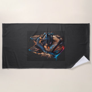 A portrait off an German shepherd dog   Beach Towel