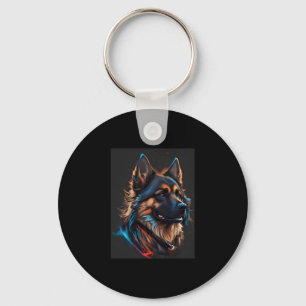 A portrait off an German shepherd dog Keychain