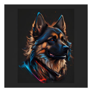 A portrait off an German shepherd dog   Poster