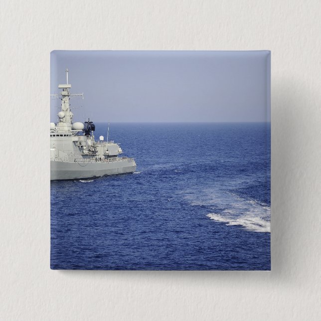 A Portuguese navy team in an inflatable boat 2 Inch Square Button (Front)