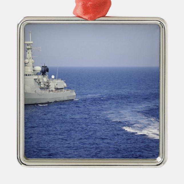 A Portuguese navy team in an inflatable boat Metal Ornament (Front)