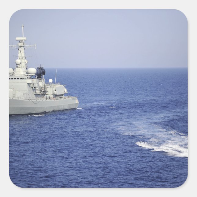 A Portuguese navy team in an inflatable boat Square Sticker (Front)