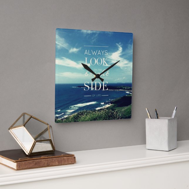 A Positive Outlook on Life / ©Seascape Square Wall Clock (Office)