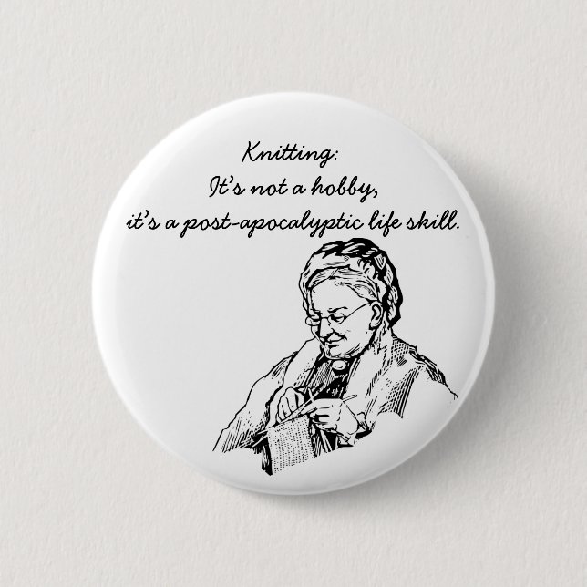 A post-apocalyptic life skill 2 inch round button (Front)