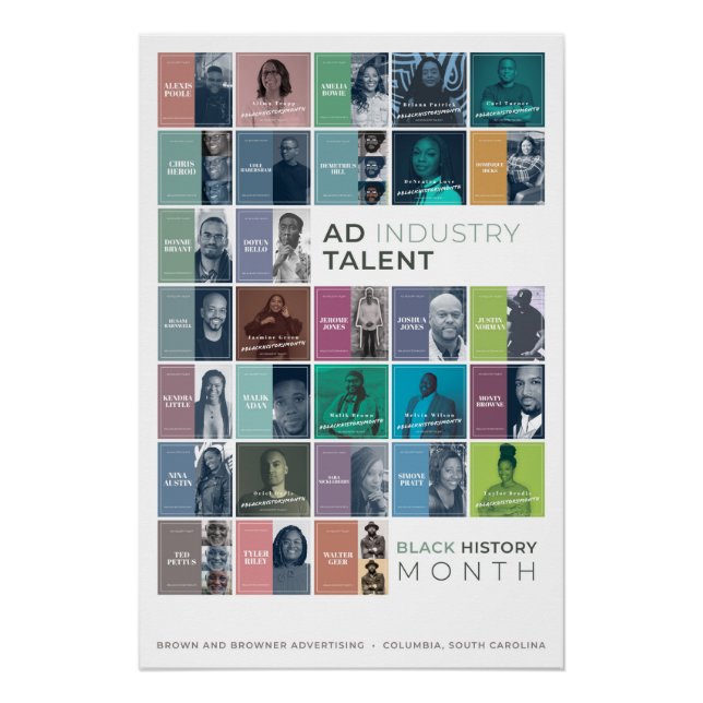 A poster celebrating Black History Month ad talent (Front)