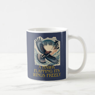 A powerful flying hawk symbolizing freedom coffee mug